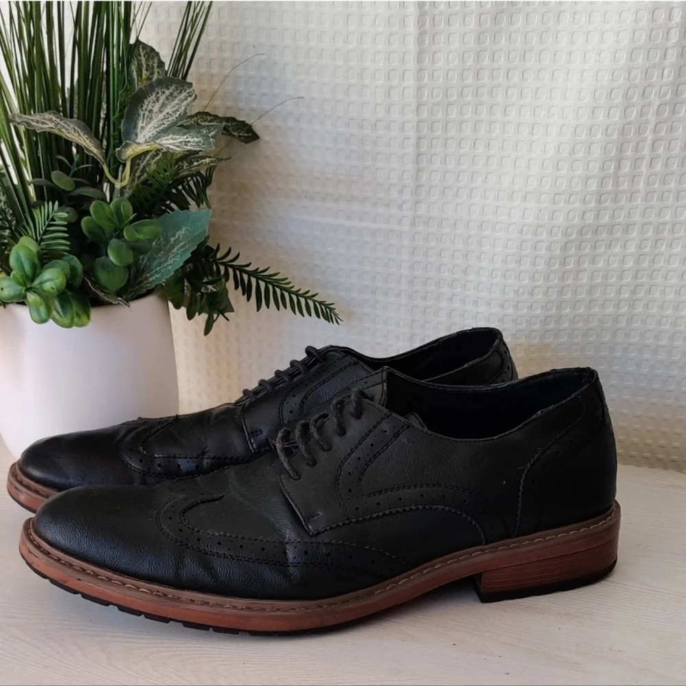 Perry Ellis Portfolio Davy Mens Black  Oxford Dress Shoes Size 11